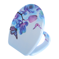 Abattant de toilette moderne circulaire imprimé en matériau UF écologique, à fermeture frontale, avec charnière à fermeture douce, pour toilettes féminines, garantie 3 ans