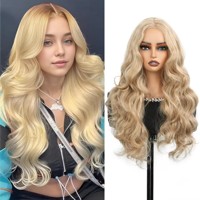 Perruques synthétiques résistantes à la chaleur de 24 pouces, longues et volumineuses, pour femmes noires, perruques Lace Front 13*6, ondulées, prix de gros