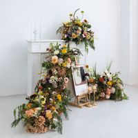 Set dekorasi bunga untuk etalase toko, latar belakang pernikahan, penempatan panggung, bunga buatan, centerpiece pernikahan, dan rangkaian bunga.