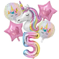 Ballon Licorne Arc-en-Ciel avec Chiffres de 32 Pouces, Décorations de Fête d'Anniversaire pour Enfant, 1 Ensemble
