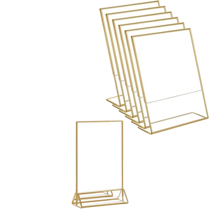 Porta Letreros Acrílicos Modernos para Bodas, Marco Dorado, Números de Mesa, Soporte Inclinado para Menús, Exhibidor Transparente para Folletos y <span class=keywords><strong>Documentos</strong></span> - Product Image 1