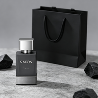 Flacon de parfum carré en verre noir de luxe en gros, 30 ml, 50 ml, 100 ml, rechargeable, flacon de parfum vide unique avec emballage
