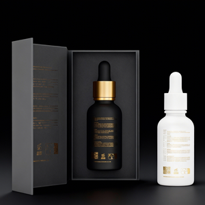 Flaconi Vuoti di Lusso per Cosmetici da 1oz 2oz 30ml 50ml 60ml 100ml, Nero e Oro con Scatole, <span class=keywords><strong>Bottiglie</strong></span> in Vetro con Contagocce per Oli Essenziali - Product Image 4