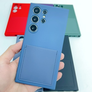 Mô Hình Mới Chất Lỏng Silicone Điện Thoại Di Động Trường Hợp PU Bằng Tay Khâu Thẻ Túi Chất Lượng Cao Thẻ Điện Thoại Trường Hợp Đối Với <span class=keywords><strong>Samsung</strong></span> <span class=keywords><strong>Galaxy</strong></span> S24 Siêu Trường Hợp - Product Image 2