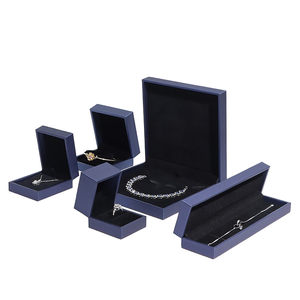 Boîte cadeau de luxe en papier bleu foncé, étui en papier multi-tailles pour bagues, colliers, bracelets, boucles d'oreilles - Product Image 1