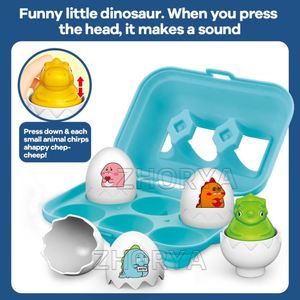 Zhorya 6 pièces – Jouets éducatifs en plastique pour enfants : Œufs de dinosaures intelligents à assembler et à colorier - Product Image 3