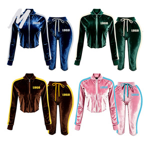 Completo Casual in <span class=keywords><strong>Velluto</strong></span> per <span class=keywords><strong>Donna</strong></span> con Logo Personalizzato, Giacca e <span class=keywords><strong>Pantaloni</strong></span> Capri di Alta Qualità, Set 2 Pezzi, Abbigliamento Invernale Femminile - Product Image 1