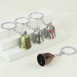 Llavero de Campana de la Suerte para Motociclistas, Colgante de Protección, Campana de la Suerte para Motocicleta, Colgante de Esqueleto con Alas de Pluma, Llavero de Ángel - Product Image 1