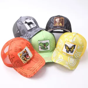 Nouvelle mode broderie casquette de baseball patch animal maille casquette coton camionneur chapeaux logo personnalisé