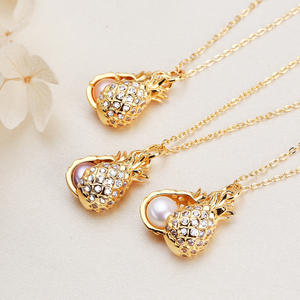 Wholesale Light Luxury Freshwater Pearl Jewelry Geometric Shape <b>Pineapple</b> Style Pendant <b>Necklace</b> Single Collarbone Chain Niche - Product Image 2