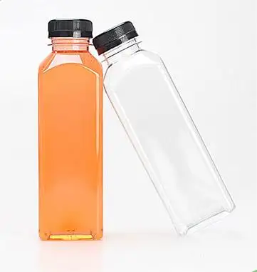 Yeni 12oz kare boş plastik Pet meyve suyu şişesi depolama ev yapımı soğuk gıda sınıfı ambalaj şişe Pet içecek şişesi kapaklı