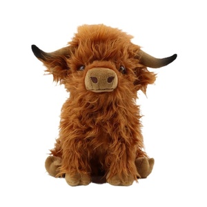 Goedkopere realistische koe knuffeldier pluche speelgoed Schotse Highland koe schattig zacht boerderij pluche speelgoed voor verjaardagscadeaus - Product Image 1