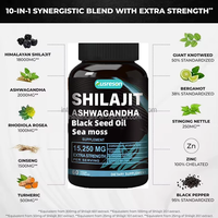 Capsules naturelles de Shilajit Ausreson Pure Himalayan Shilajit Prix Huile de graines noires Mousse de mer Ginseng et Ashwagandha Gingembre