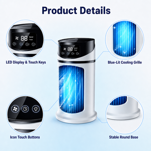 Mini-refroidisseur d'air <span class=keywords><strong>électrique</strong></span> portable USB et ventilateur avec veilleuse, minuterie 6 vitesses pour voiture, bureau, hôtel et utilisation en extérieur - Product Image 4