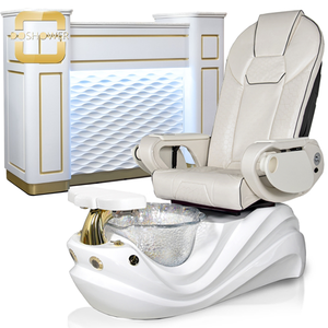 โต๊ะรับแขกสีทองแบบกำหนดเองพร้อมเคาน์เตอร์ต้อนรับแบบ <span class=keywords><strong>L</strong></span>-Shap แผนกต้อนรับส่วนหน้าสำหรับโต๊ะต้อนรับแคชเชียร์สีขาวแวววาว - Product Image 6