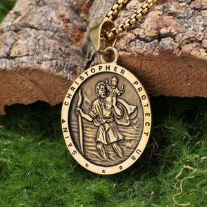 Médailles religieuses en argent antique et en <span class=keywords><strong>or</strong></span> antique, croix de <span class=keywords><strong>saint</strong></span> Benoît, <span class=keywords><strong>saint</strong></span> <span class=keywords><strong>Christophe</strong></span>, <span class=keywords><strong>saint</strong></span> Michel - Product Image 2