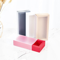 Boîtes en carton pliables avec fenêtre en PVC, logo imprimé sur mesure, pour sous-vêtements, chaussettes, petits cadeaux, emballage
