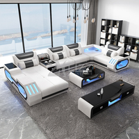 Moderne Design-Wohnlandschaft aus Leder mit LED-Beleuchtung