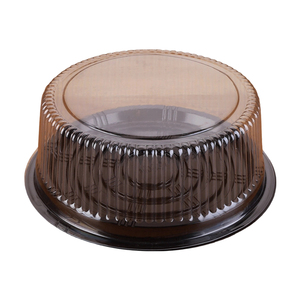 Boîte à gâteau en plastique PET à fond noir avec couvercle transparent, boîte d'emballage jetable pour pain, fromage et pâtisserie - Product Image 1