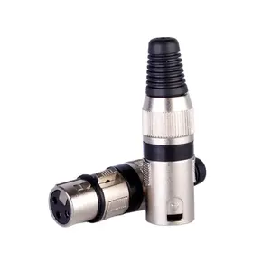 XLR Connector for Cable OEM Factory Professional Metal Shell Male and Female 3pin 4pin 5 Pin Silver Plated PE Bag with Brown Box