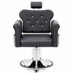 Fauteuil de Barbier Professionnel Hydraulique Durable en Cuir PU, <span class=keywords><strong>Chaise</strong></span> de Coiffure de Salon Capitonnée Diamant, Inclinable pour Salon de Coiffure, Institut de Beauté et Spa - Product Image 2