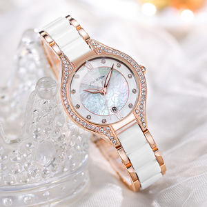 Sinobi <span class=keywords><strong>2023</strong></span> femme montres Moissanite diamants mode blanc céramique femmes pour femmes avec calendrier montres à Quartz - Product Image 5