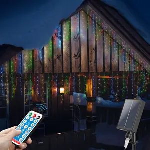 Luces Navidad 2022 10M 300Led Irnalda Solar Luces De Hadas Led Christmas Curtain String Light