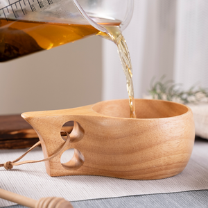 ถ้วยกาแฟไม้พร้อมฝาและช้อนเป็นมิตรกับสิ่งแวดล้อมเหมาะสำหรับใช้ในสำนักงานและการเดินทาง - Product Image 3