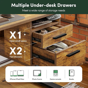 Nuevo Escritorio de pie eléctrico con cajones que carga el puerto USB, mesa de ordenador portátil de oficina en casa ajustable en altura, marrón - Product Image 3
