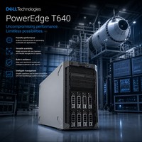خادم برجي جديد أصلي طراز PowerEdge T640 مع معالج إنتل زيون بلاتينيوم/جولد/سيلفر/برونز مزدوج، ذاكرة DDR4 قابلة للتوسعة، واجهات SAS وSATA وNVMe