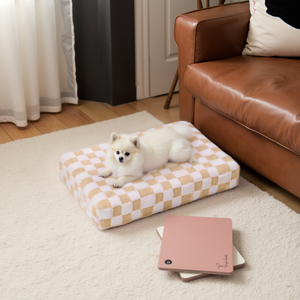 Kostenloser Versand Weiches Modernes Luxus-Hundebett aus Jacquard-Samt mit Karomuster, flach, orthopädisch, mit Memory-Schaum - Product Image 5