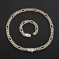 Collier et bracelet en laiton plaqué or 14 carats avec fermoir à ressort carré et zircone cubique, chaîne cubaine, bijoux pour femmes et hommes, vente en gros