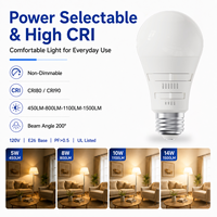 Ampoule LED A19 fonctionnelle à prix direct usine, 1500LM, 6 températures de couleur sélectionnables, 4 niveaux de puissance, culot E26, 120VAC, pour usage résidentiel, certifiée UL