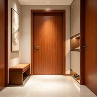 Puerta Exterior Insonorizada de Madera Maciza de Teca de Alta Calidad, Diseño Moderno para Sala de Estar, Acabado con Vetas de Madera Natural