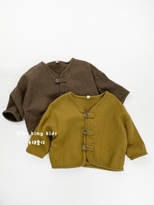 Nouveau style décontracté pour adolescentes : Cardigan sans col en coton et lin, doux, anti-plis et respirant pour le printemps - Product Image 2
