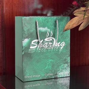 Sacs en papier biodégradables écologiques en carton blanc personnalisés avec poignées pour la promotion en supermarché, l'emballage de desserts, de café et de cadeaux - Product Image 1