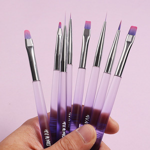 8Pcs Gradient Purple Japanese Nail Art Pen Set Acrylic Handle Soft Bristles for UV Gel Blending - Product Image 5
