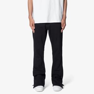 Jeans acampanados negros para hombre, de diseño personalizado, con botones a presión, holgados, al por mayor de moda. - Product Image 2