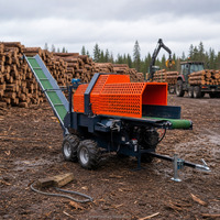 Pencacah kayu bakar hidrolik otomatis penuh 500mm, menggunakan listrik/PTO, motor 15Kw 400V 3 phase, pisau X tetap, berat 605kg