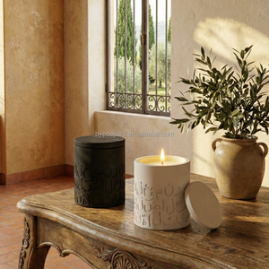 Bougie parfumée artisanale en cire de soja avec mèche en coton pour le festival islamique Eid Ramadan, bougie décorative de luxe avec motif Coran en relief - Product Image 4