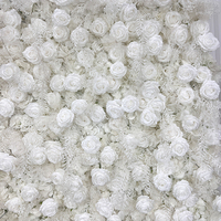 Mur de fleurs en tissu enroulable de 8 pieds x 8 pieds, mur de fleurs artificielles en rose blanche pour la décoration de fond de mariage