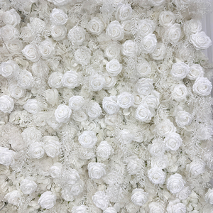 Parede de Flores de Tecido Rolável de 8ft X 8ft com Rosas Brancas Artificiais para Decoração de Fundo de Casamento - Product Image 4