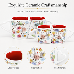Set di Tazze da Caffè in Ceramica Personalizzabili con Monumenti di Parigi, Souvenir Turistico con Manico, <span class=keywords><strong>Coppia</strong></span> <span class=keywords><strong>che</strong></span> <span class=keywords><strong>si</strong></span> <span class=keywords><strong>Bacia</strong></span> - Product Image 2