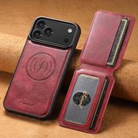 Coque de téléphone SUTENI pour iPhone 18 Pro Max avec chargement sans fil, support magnétique pour cartes, cadre photo, en similicuir, compatible 17 16Plus 15 14 13