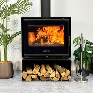 Chimenea Moderna de Acero Negro para Interiores, Independiente, de Leña, con Leños Decorativos, Calefacción para Apartamento - Product Image 1