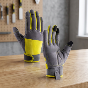Guantes de Trabajo de Uso General JNA GROUP, Grises y Amarillos, con Dedos Texturizados de Cuero PU, Antideslizantes, con Puño de Punto, 10mil de Grosor, 28cm, Resistentes a la Abrasión - Product Image 2