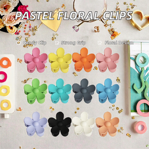 Pinces à cheveux florales pastel en gros - Pinces à cheveux couleur bonbon pour femmes, pinces à ressort antidérapantes - Product Image 2
