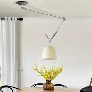 Modern Aluminum Alloy Rocker Arm Chandelier Soft Fabric Lampshade Adjustable LED Pendant <b>Dining</b> Soft Warm White High CRI 90 - Product Image 2