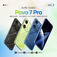 Pova7 Pro 7,3 pouces, 16 Go de RAM, 1 To de stockage, processeur Déca-Core MTK 6797, 5G, double SIM, Wi-Fi, batterie 8800 mAh, téléphone portable, nouvelle arrivée, vente chaude