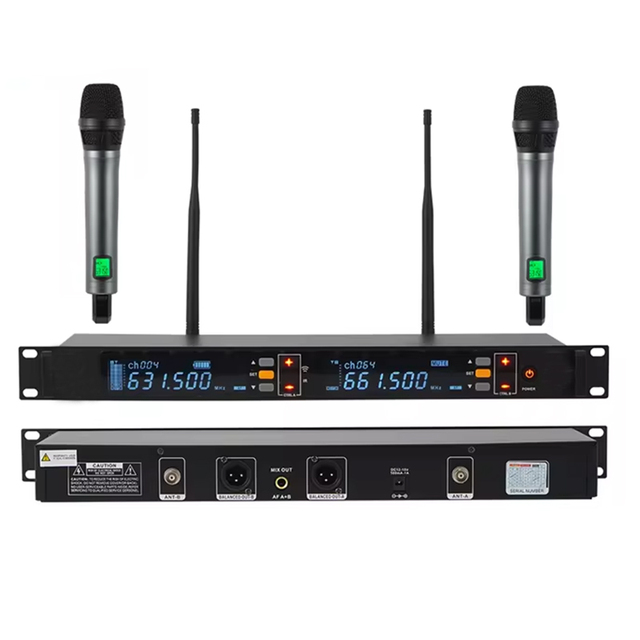 Hot Sale Professional With LED Lights Kids Desktop Metal UHF Wireless Microphone